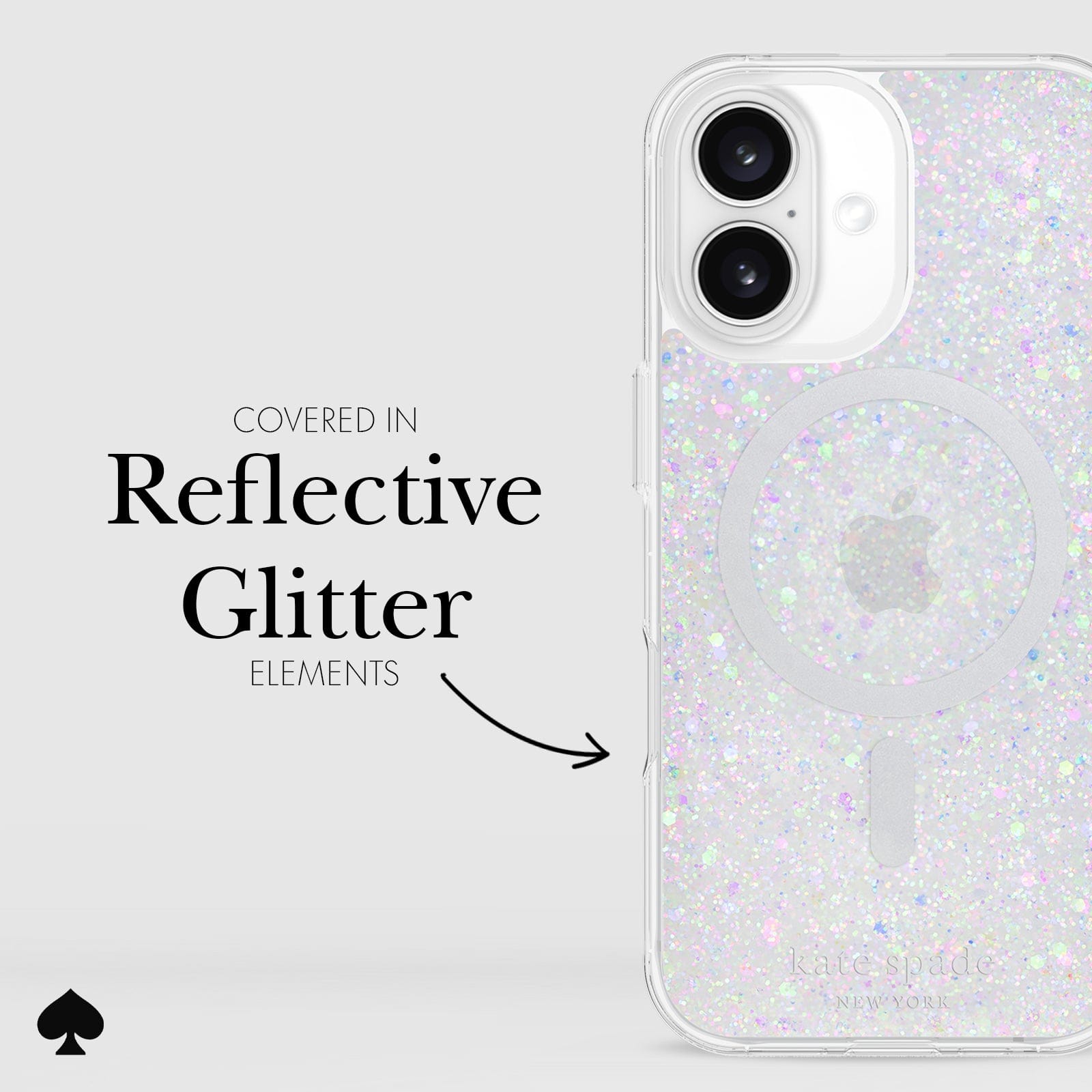 COVERED IN REFLECTIVE GLITTER ELEMENTS