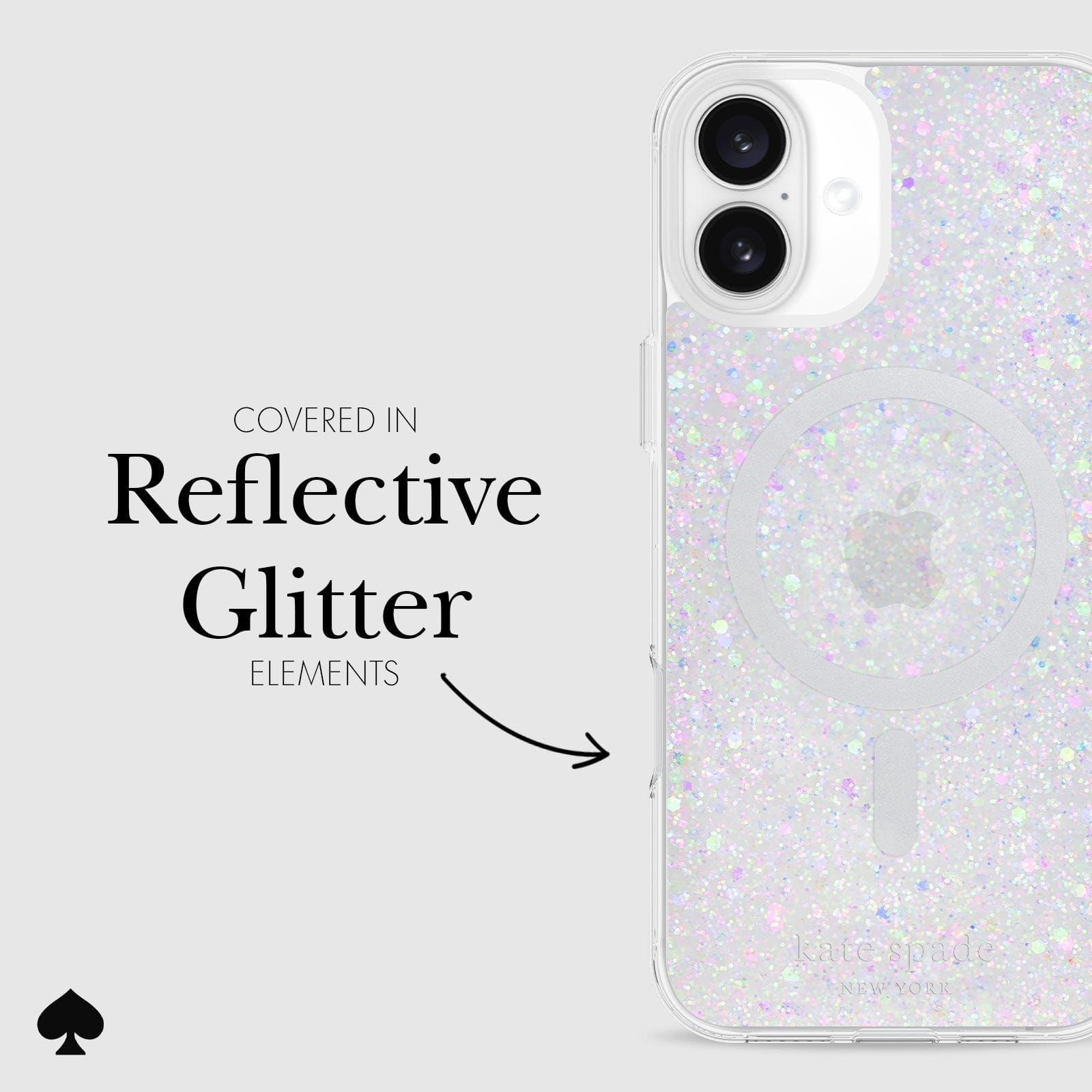 COVERED IN REFLECTIVE GLITTER ELEMENTS