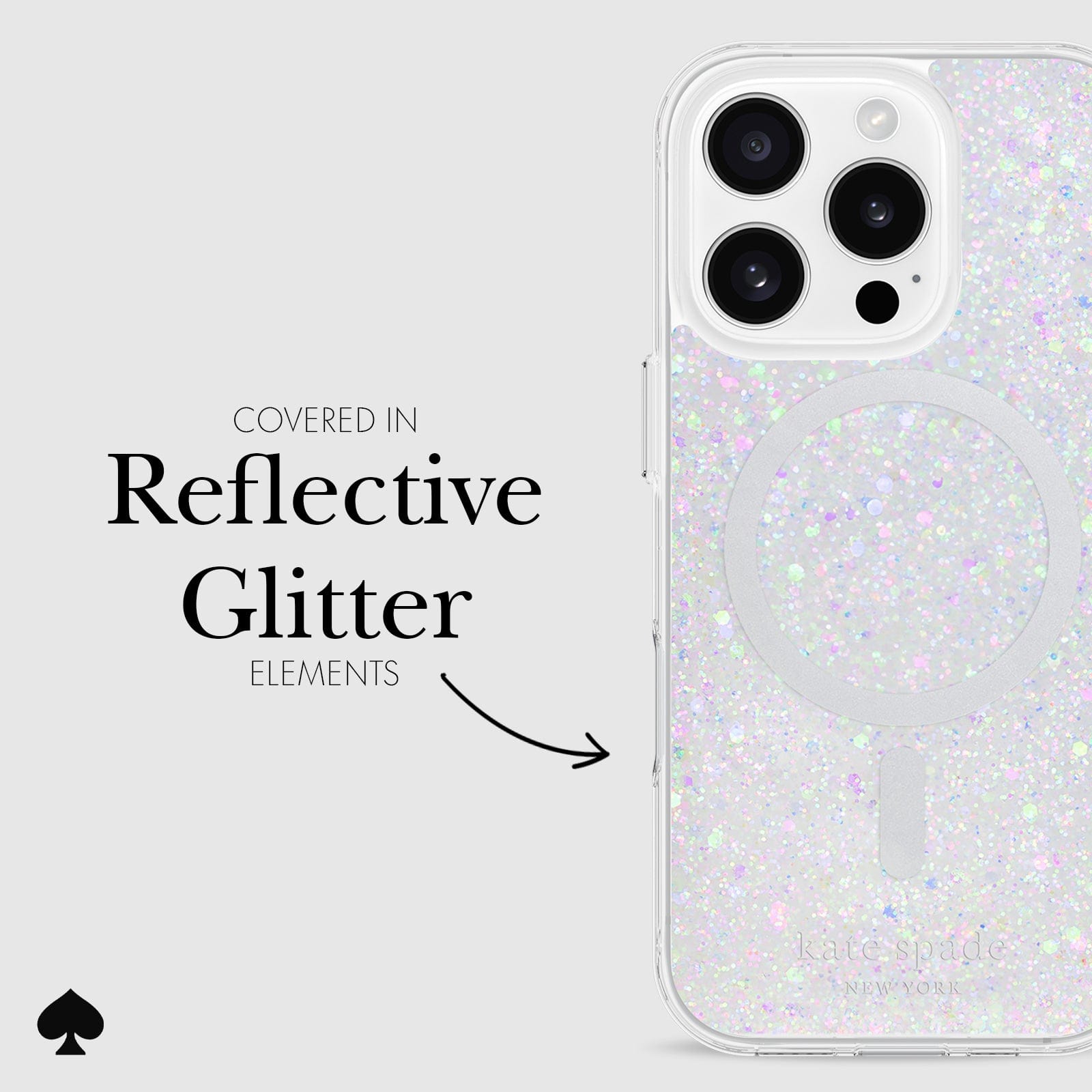 COVERED IN REFLECTIVE GLITTER ELEMENTS