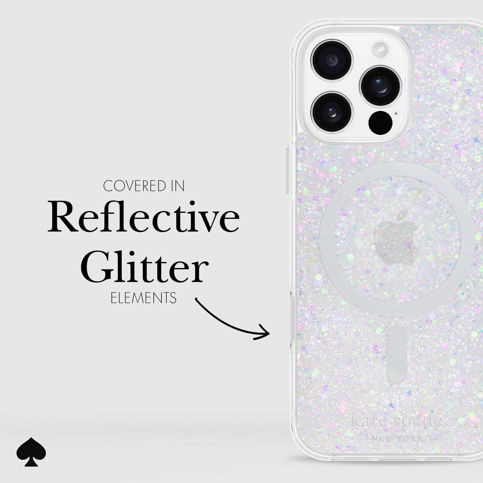 COVERED IN REFLECTIVE GLITTER ELEMENTS