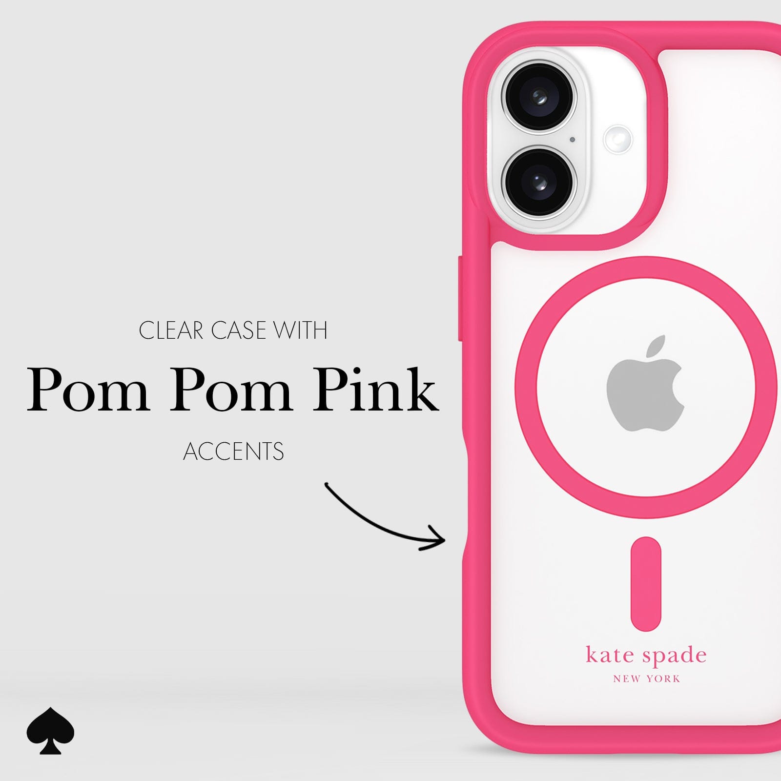 CLEAR CASE WITH POM POM PINK ACCENTS