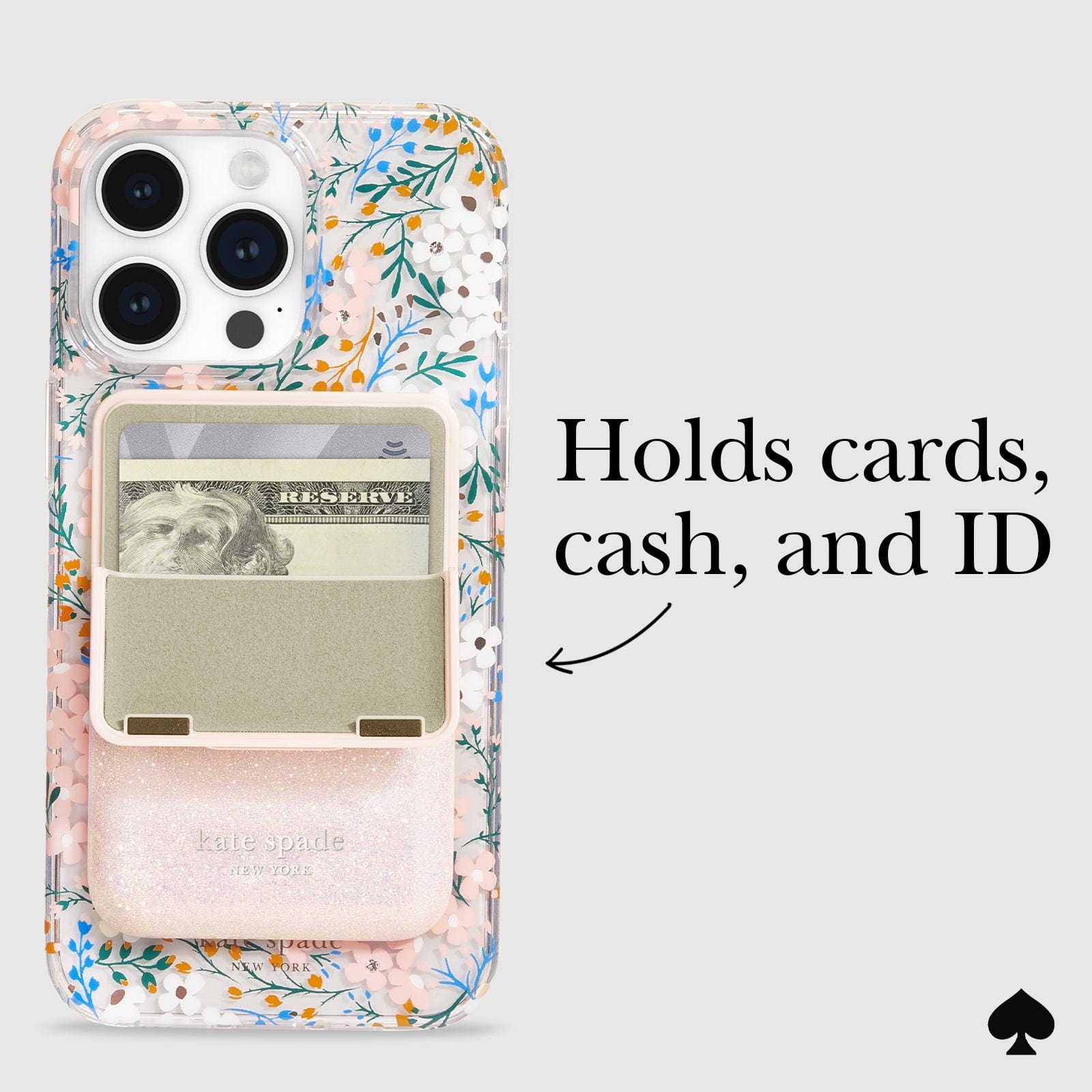 HOLDS CARDS, CASH, AND ID