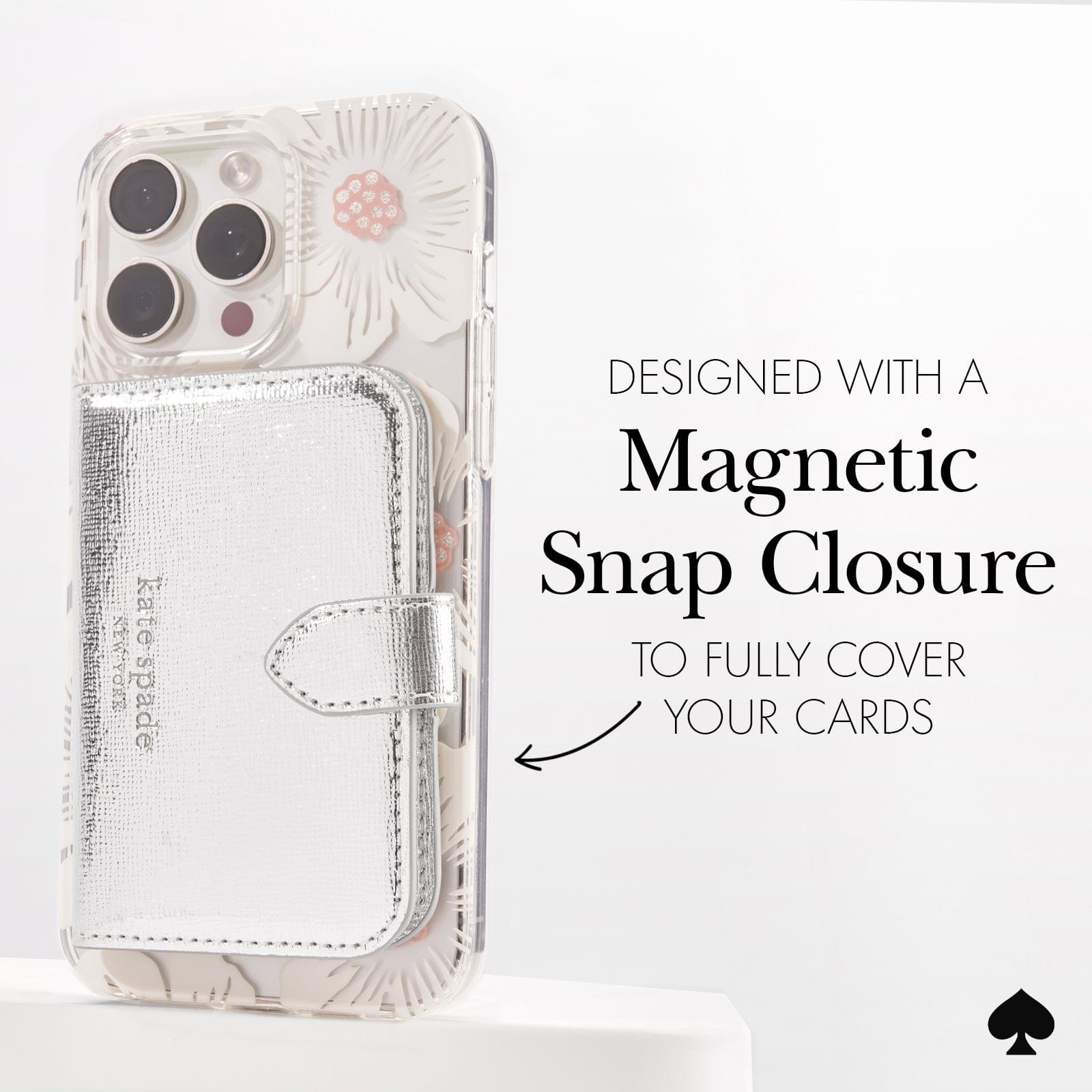 DESIGNED WITH MAGNETIC SNAP CLOSURE. TO FULLY COVER YOUR CARDS