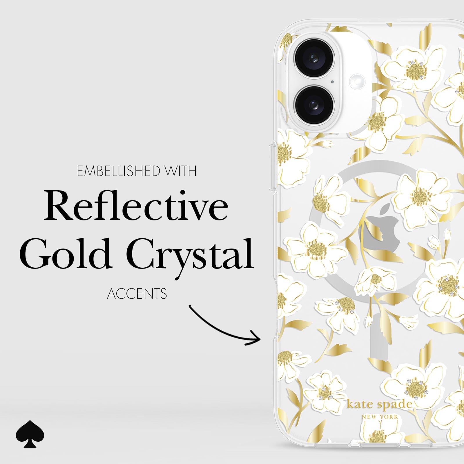 EMBELLISHED WITH REFLECTIVE GOLD AND CRYSTAL ACCENTS