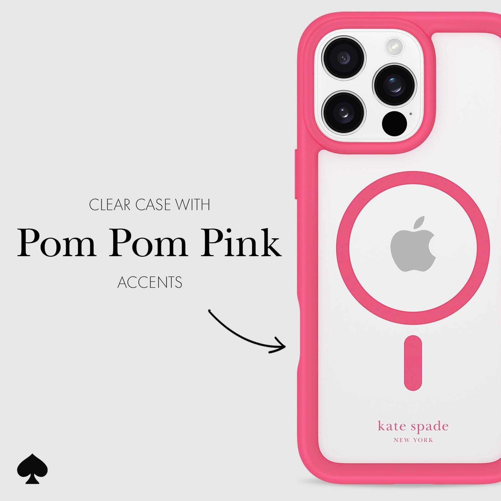 CLEAR CASE WITH POM POM PINK ACCENTS