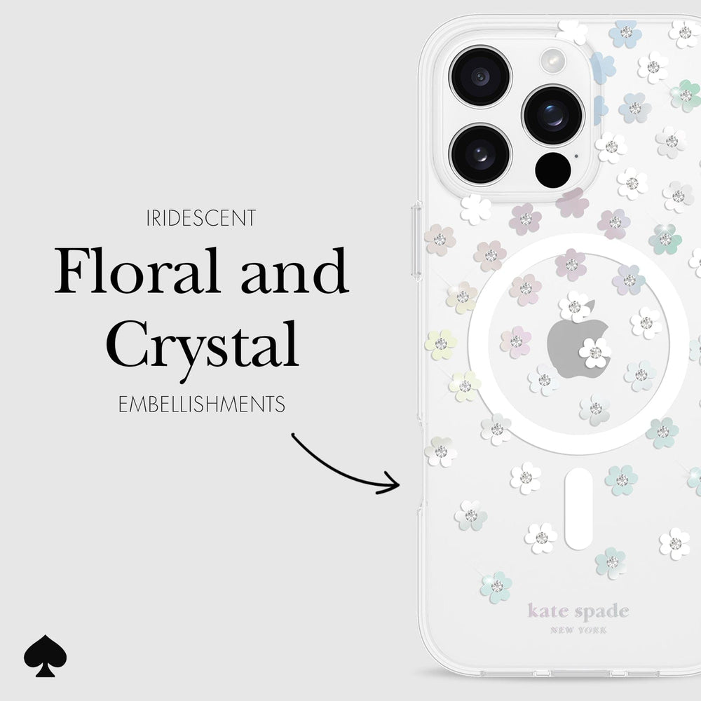 IRIDESCENT FLORAL AND CRYSTAL EMBELLISHMENTS