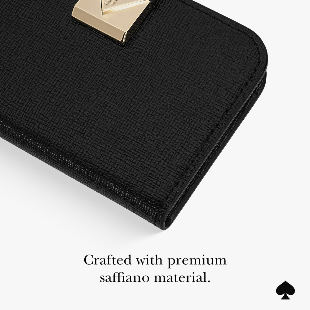 Crafted with premium saffiano material