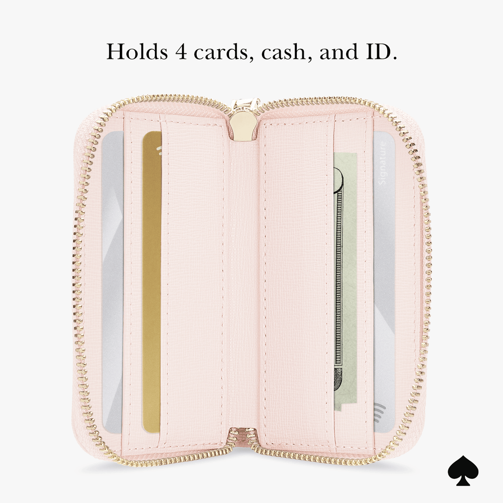 Holds 4 cards, cash, and ID