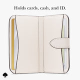 Holds cards, cash, and ID.