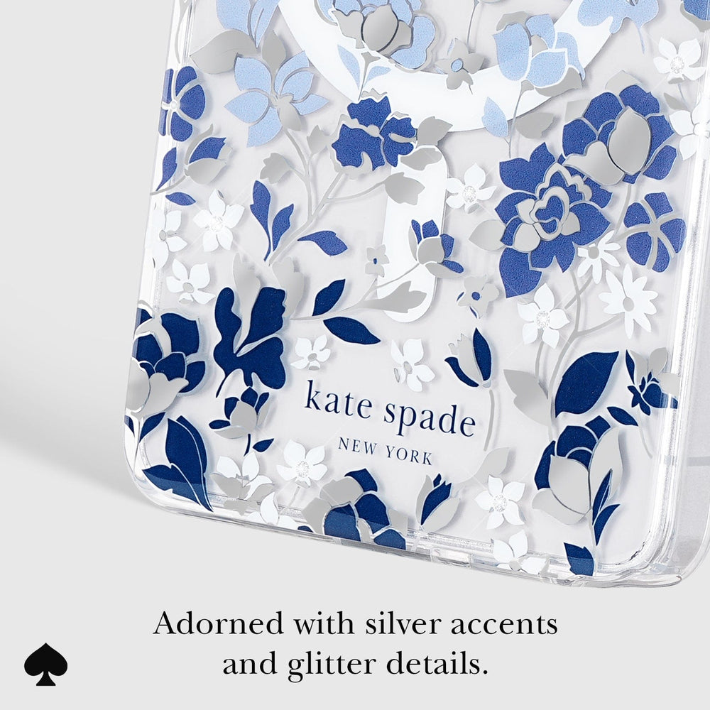 Adorned with silver accents and glitter details