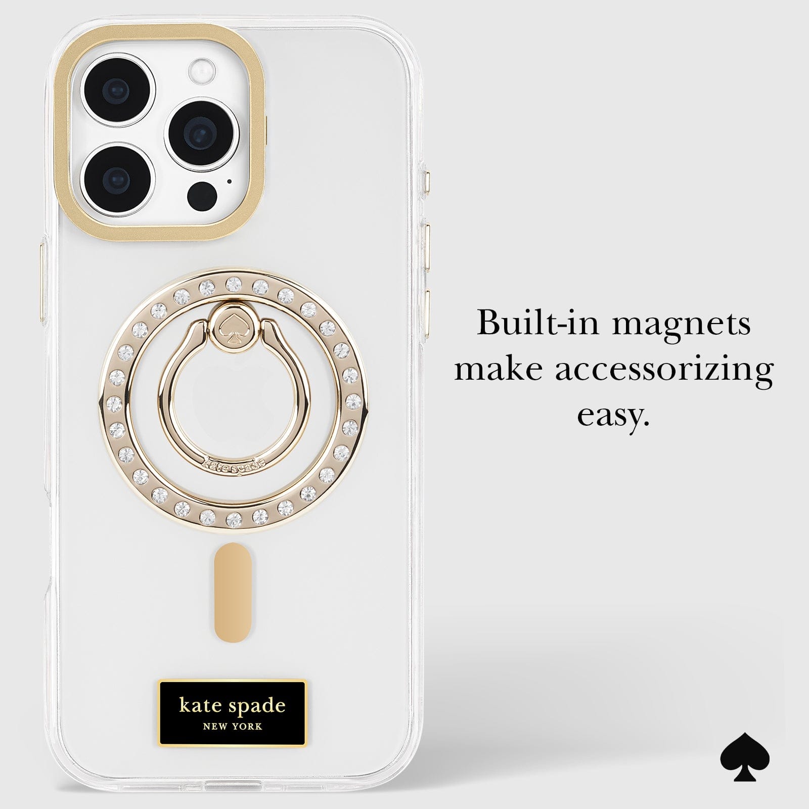 Built-in magnets make accessorizing easy