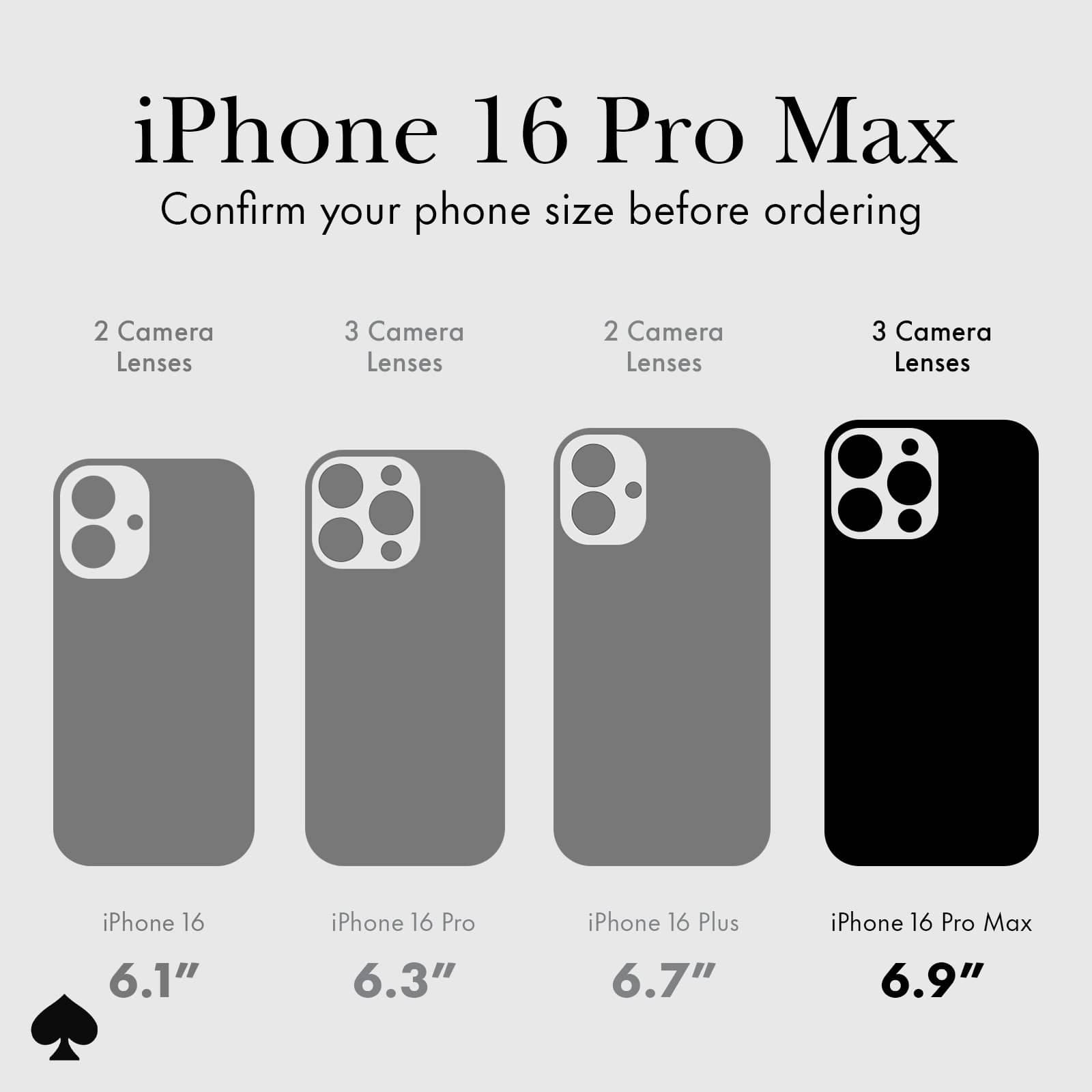 iPhone 16 pro max, confirm your phone size before ordering, 3 camera lenses iPhone 16 pro max 6.9"