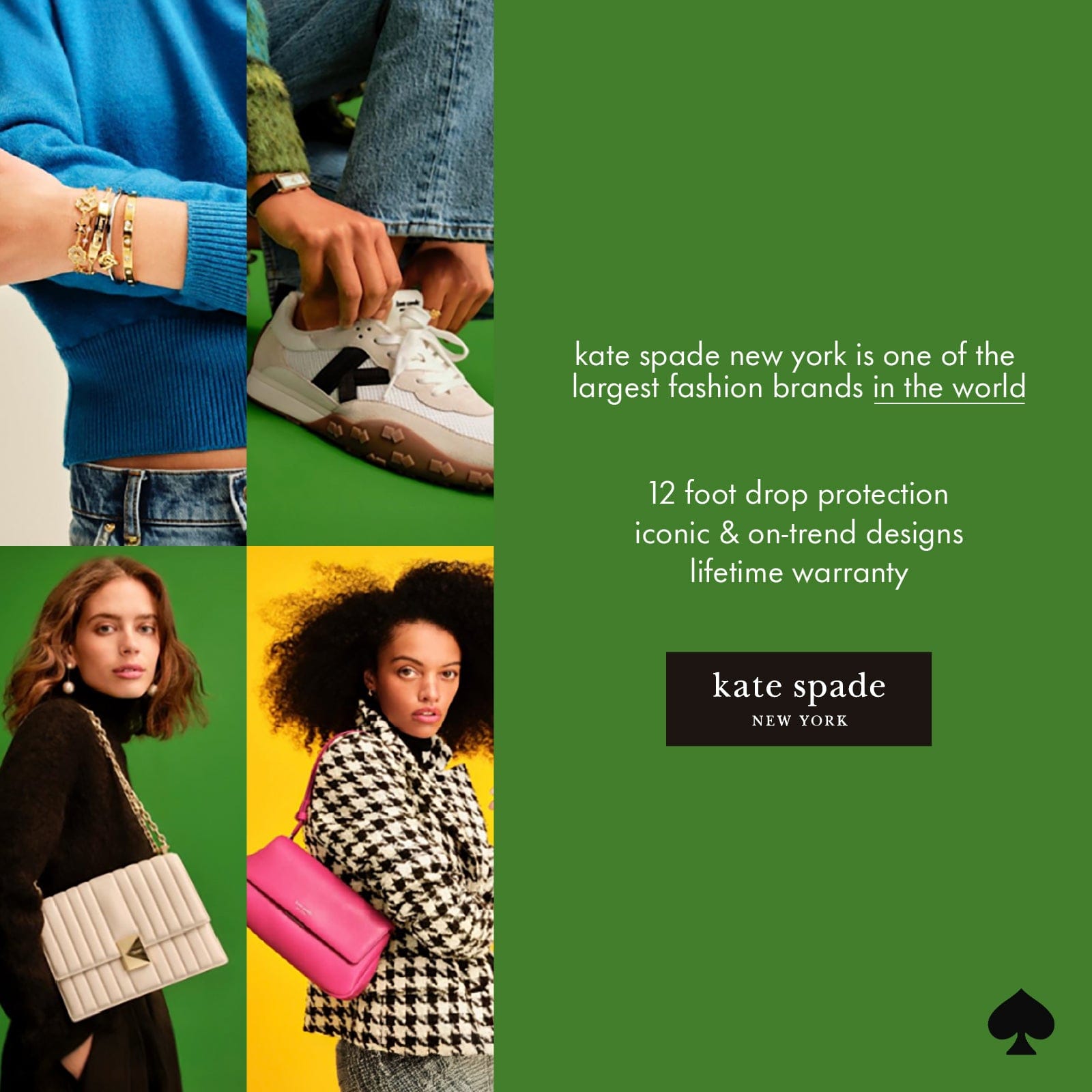 Kate spade new york is one of the largest fashion brands in the world. 12 foot drop potection iconic and on-trend designs lifetime warranty