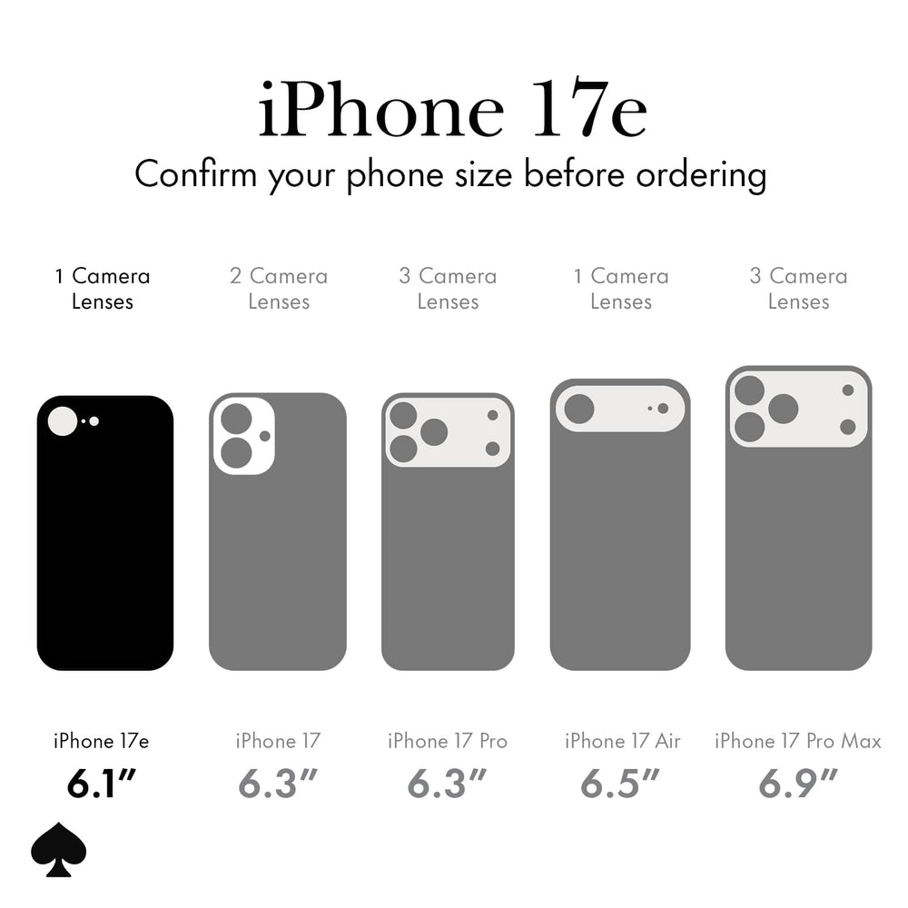 iPhone 17e/16e. Confirm your phone size before ordering. 1 camera lenses iPhone 17e/16e 6.1"