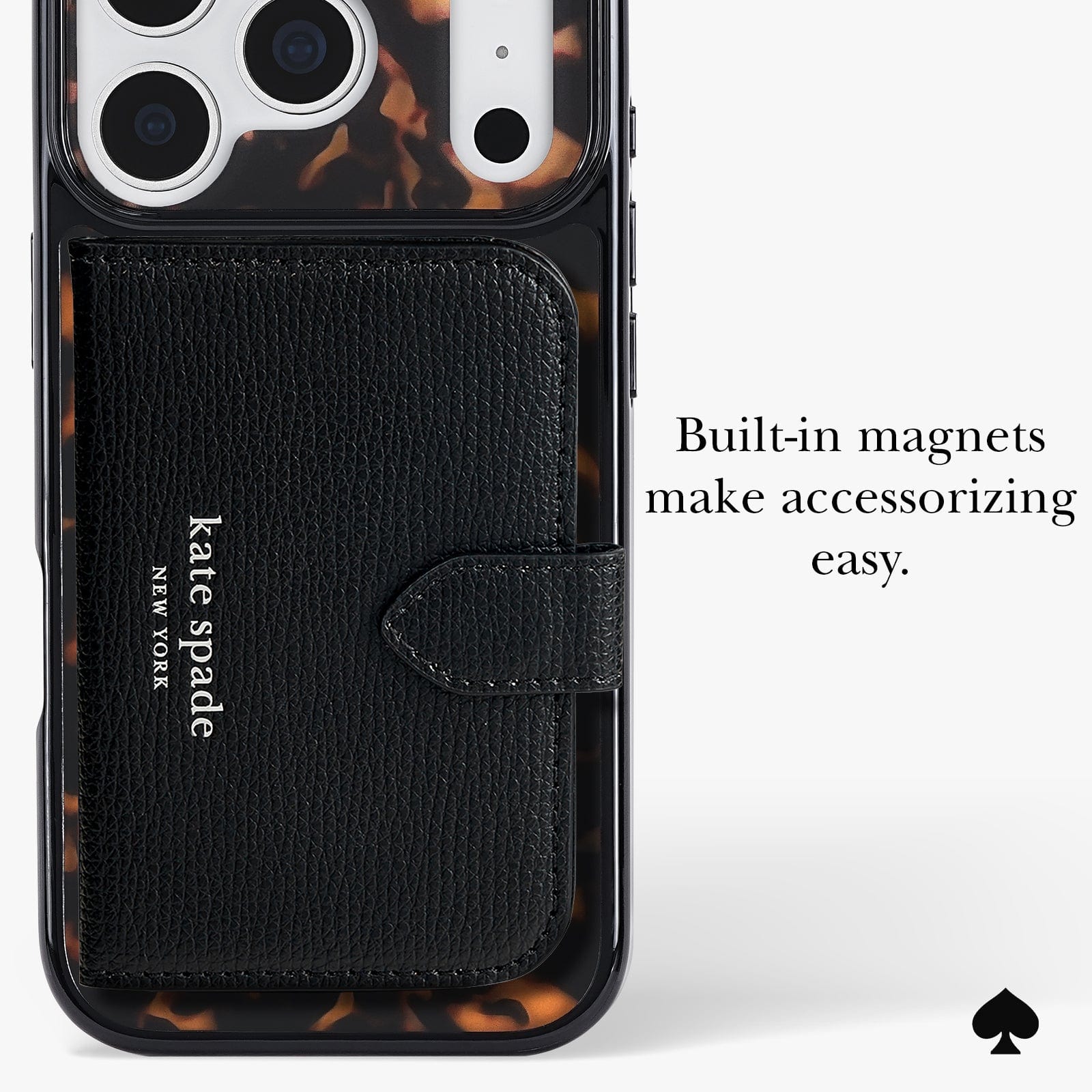 Built-in magnets make accessorizing easy.