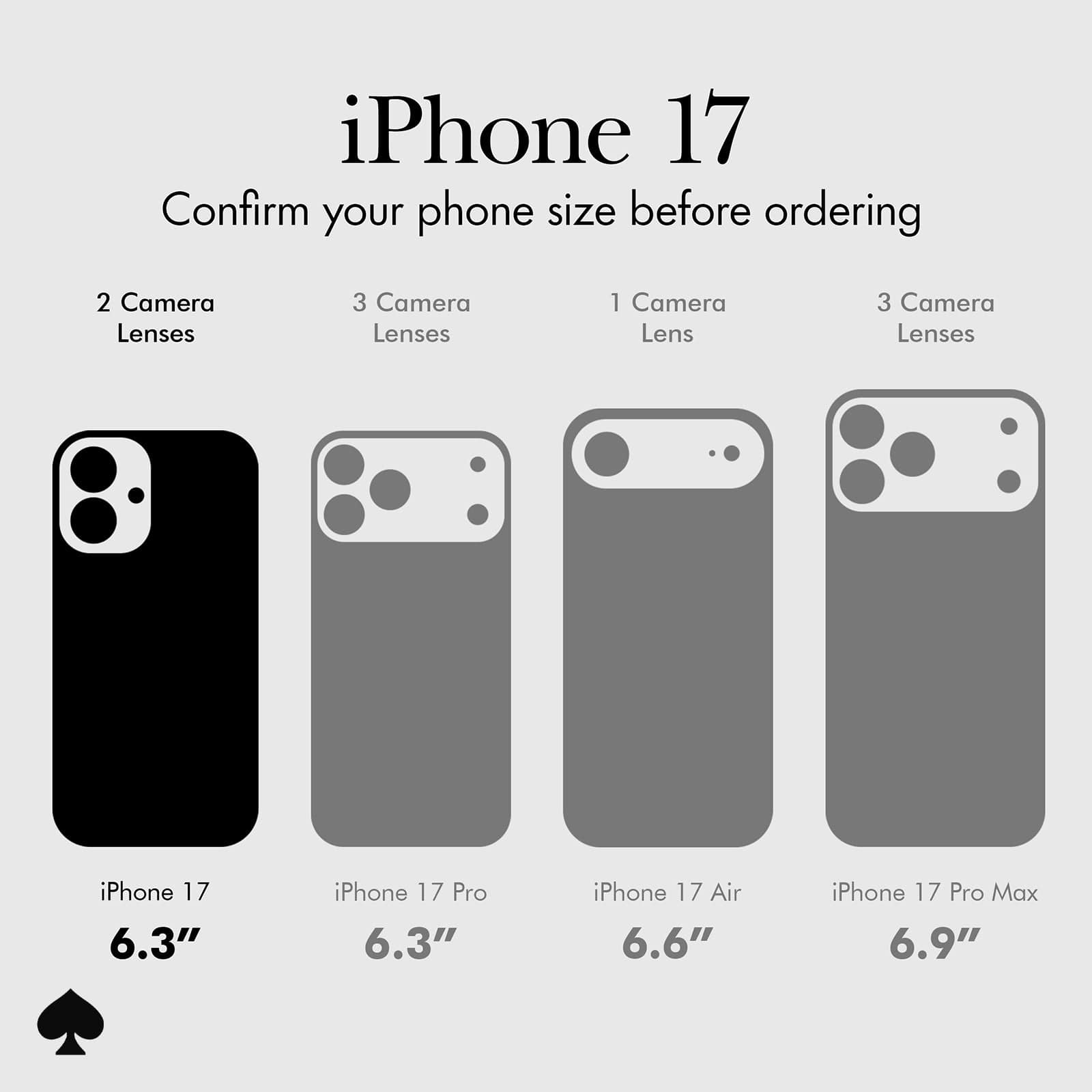 IPHONE 17. CONFIRM YOUR PHONE SIZE BEFORE ORDERING. 2 CAMERA LENSES. 