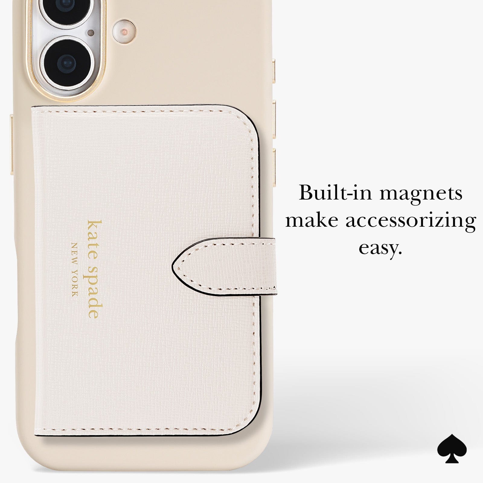 Built-in magnets make accessorizing easy