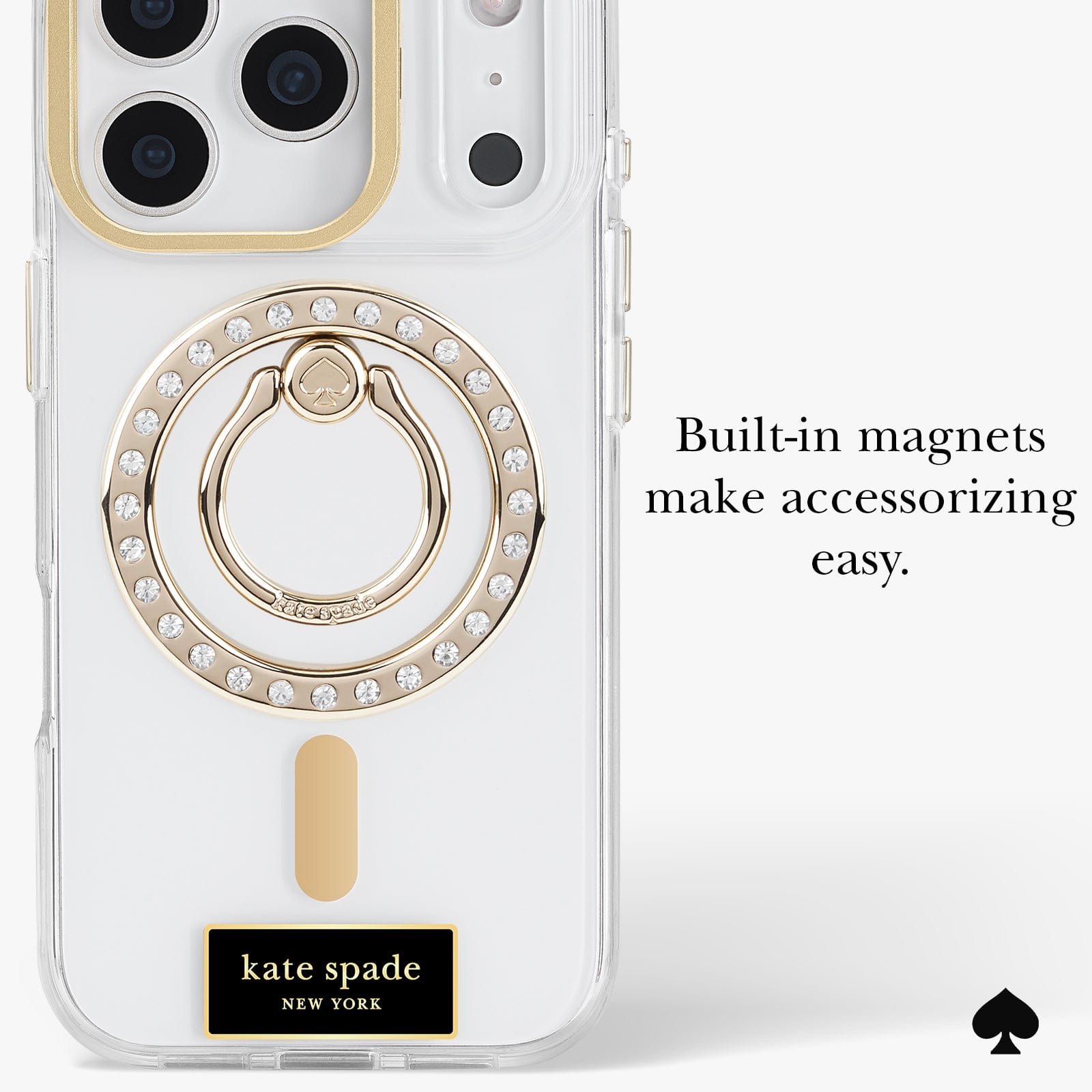 Built-in magnets make accessorizing easy.