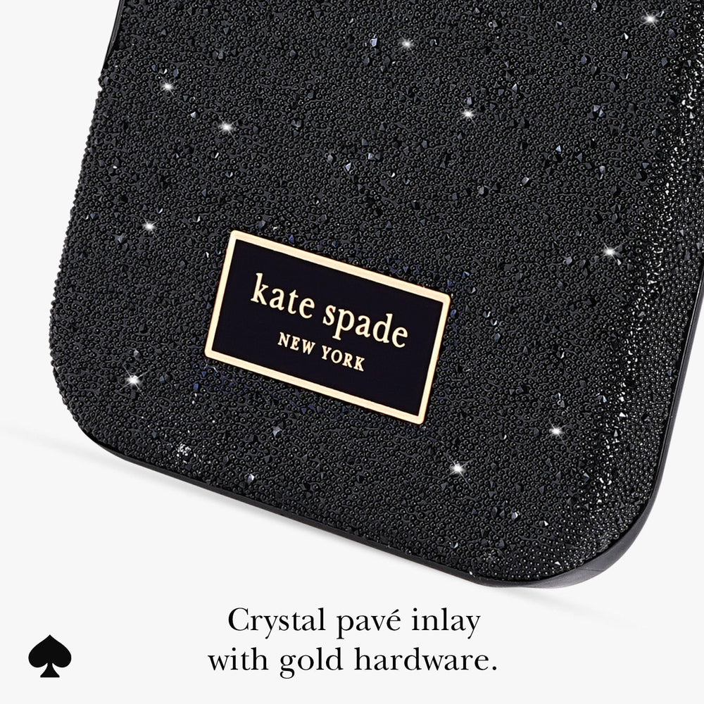 Crystal pave inlay with gold hardware