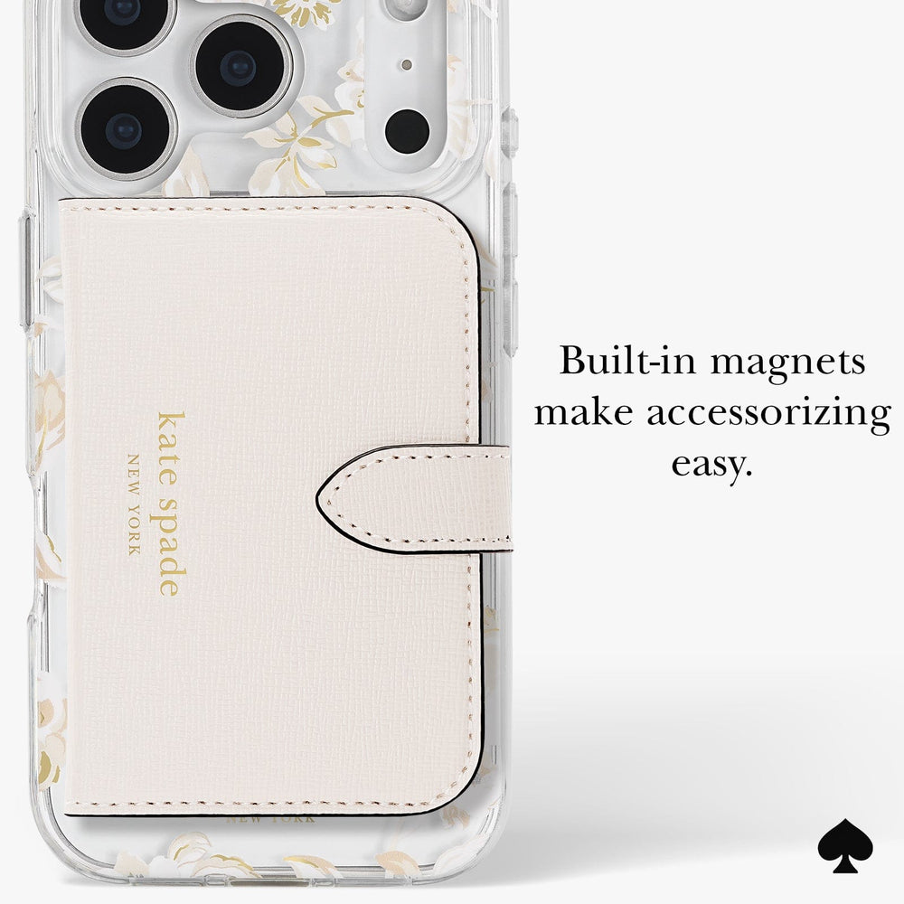 Built-in magnets make accessorizing easy.