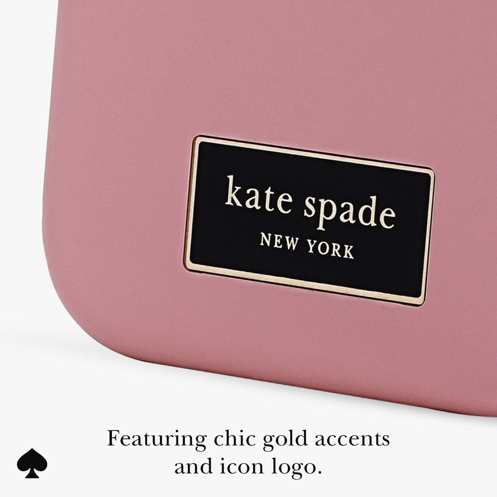 Featuring chic gold accents and icon logo