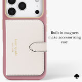 Built-in magnets make accessorizing easy.