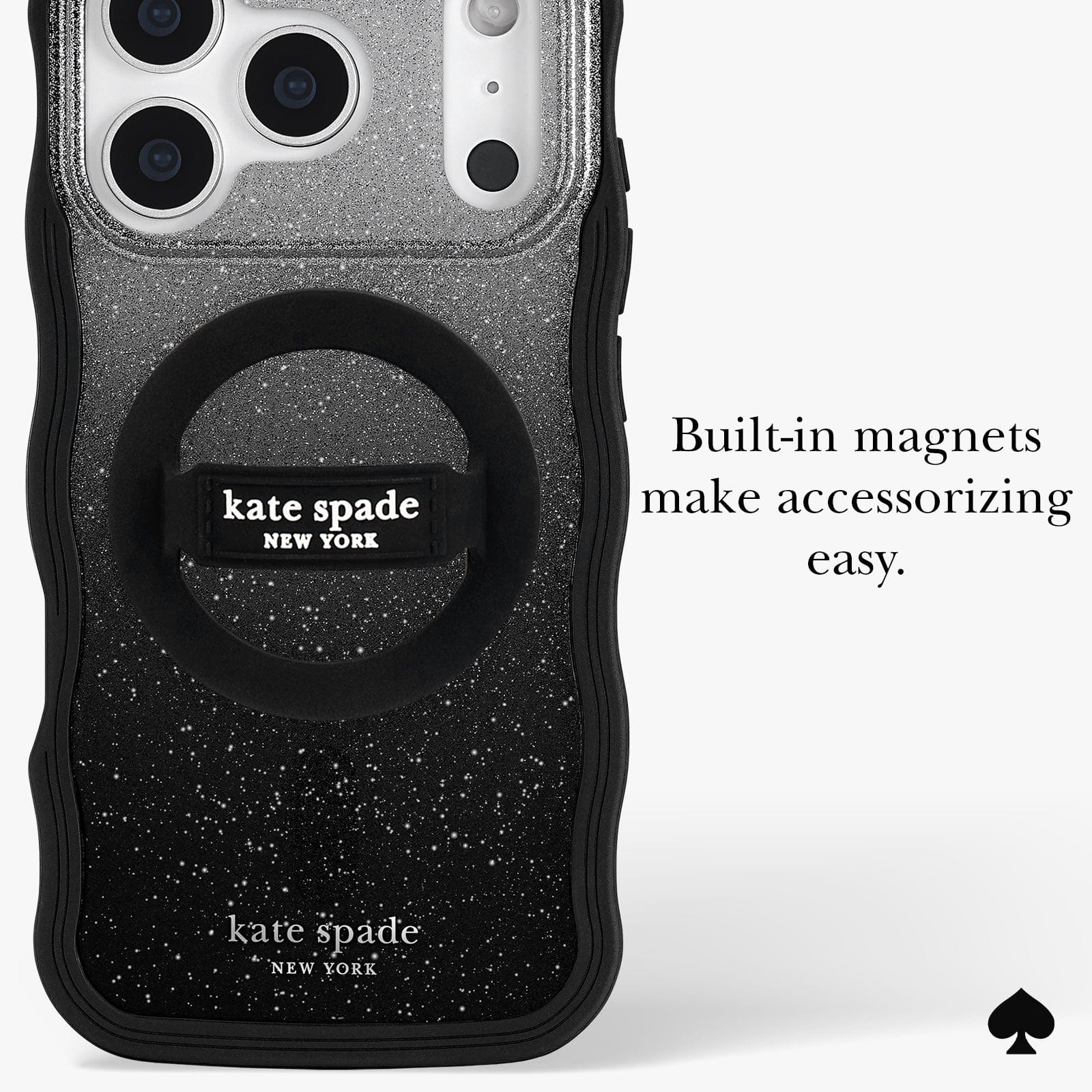 Built-in magnets make accessorizing easy.