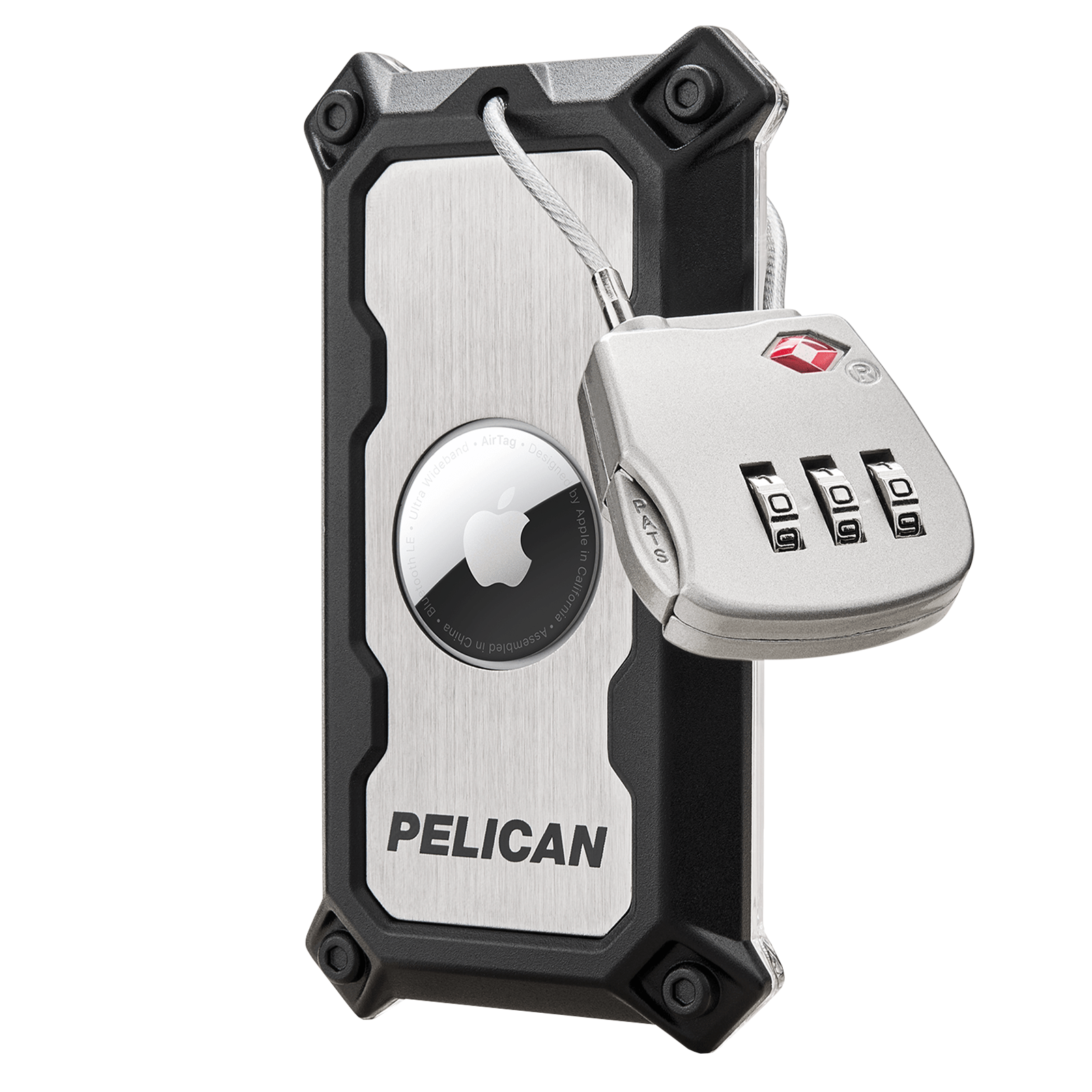 Pelican AirTag Tracker Luggage Lock Brushed Aluminum AirTag Case - Thumbnail 2