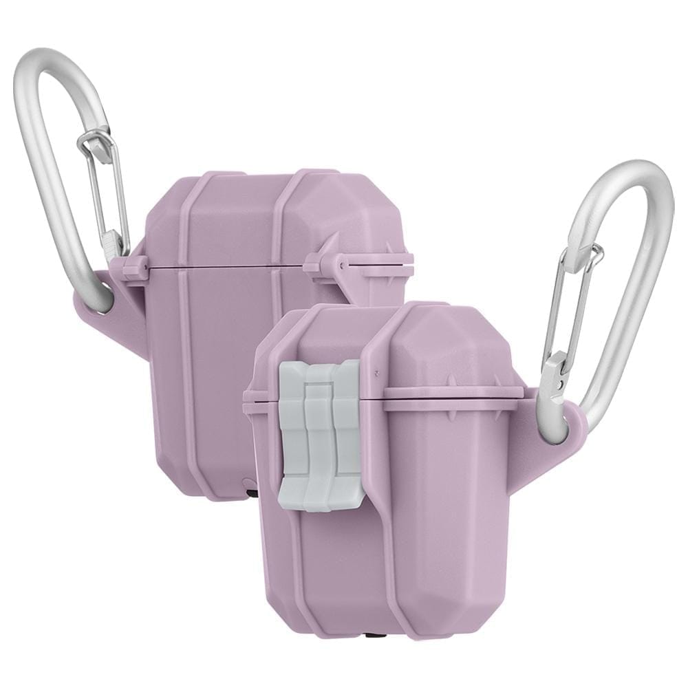 Front and back of Pelican Marine AirPods case. color::Mauve