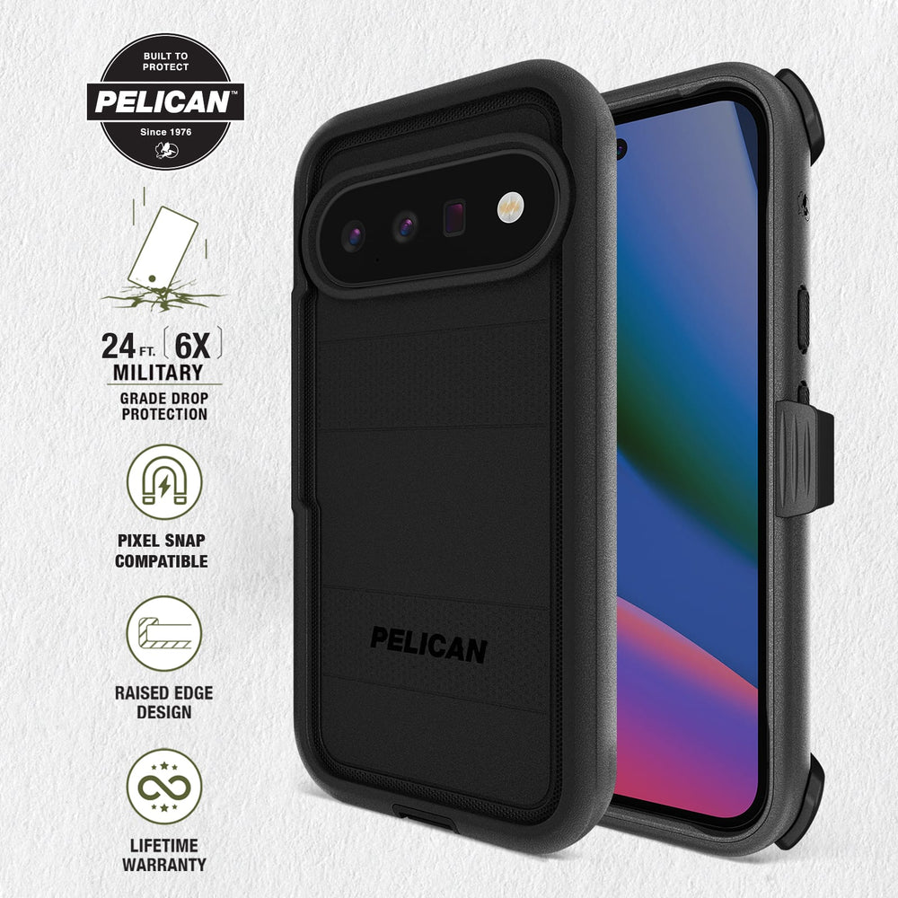 Built to Protect Pelican, 24 feet 6x military grade drop protection. Pixel Snap Compatible
Raised Edge Design. Lifetime warranty
