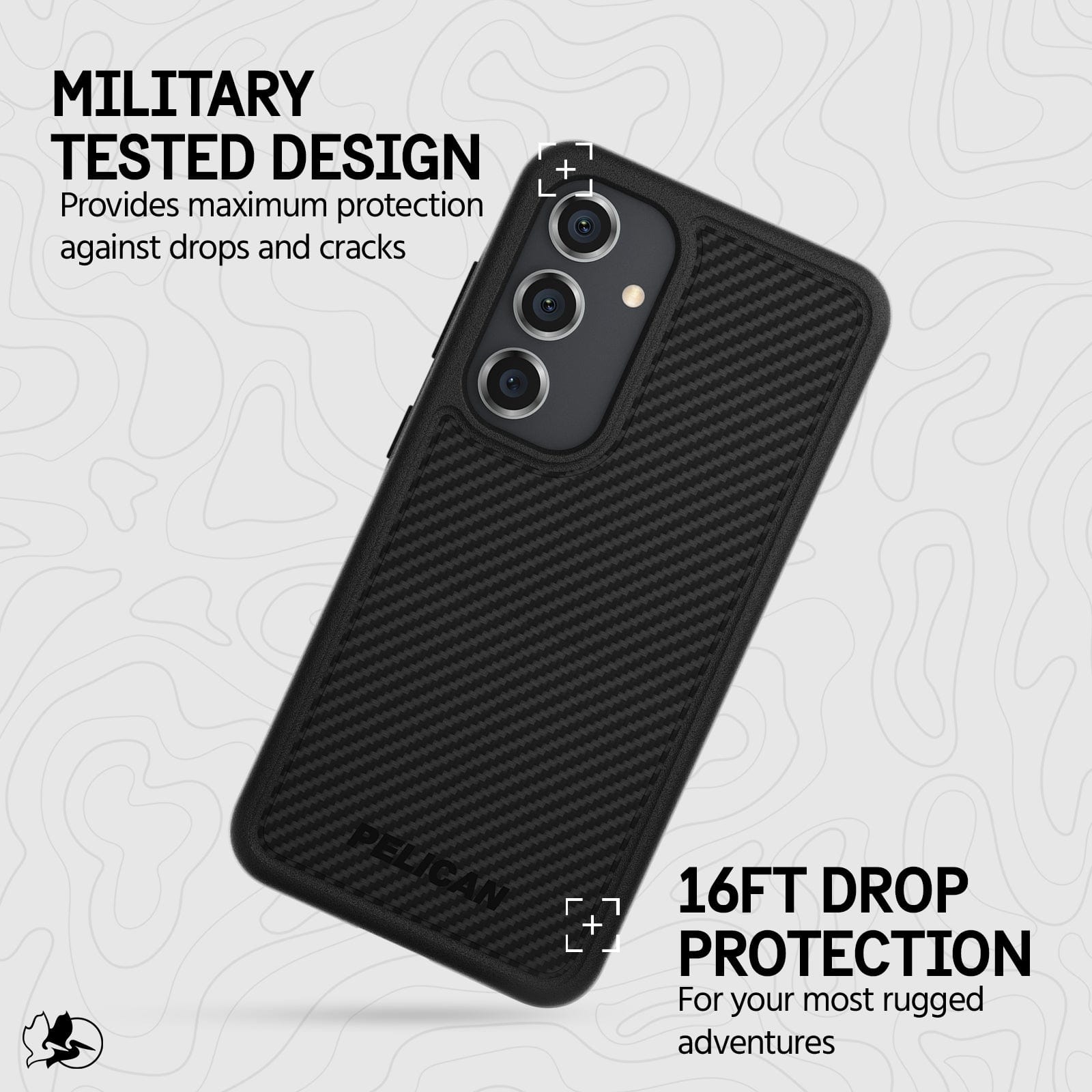 MILITARY TESTED DESIGN PROVIDES MAXIMUM PROTECTION AGAINST DROPS AND CRACK. 16FT DROP PROTECTION FOR YOUR MOST RUGGED ADVENTURES
