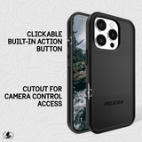 CLICKABLE BUILT IN ACTION BUTTON. CUTOUT FOR CAMERA CONTROL ACCESS.