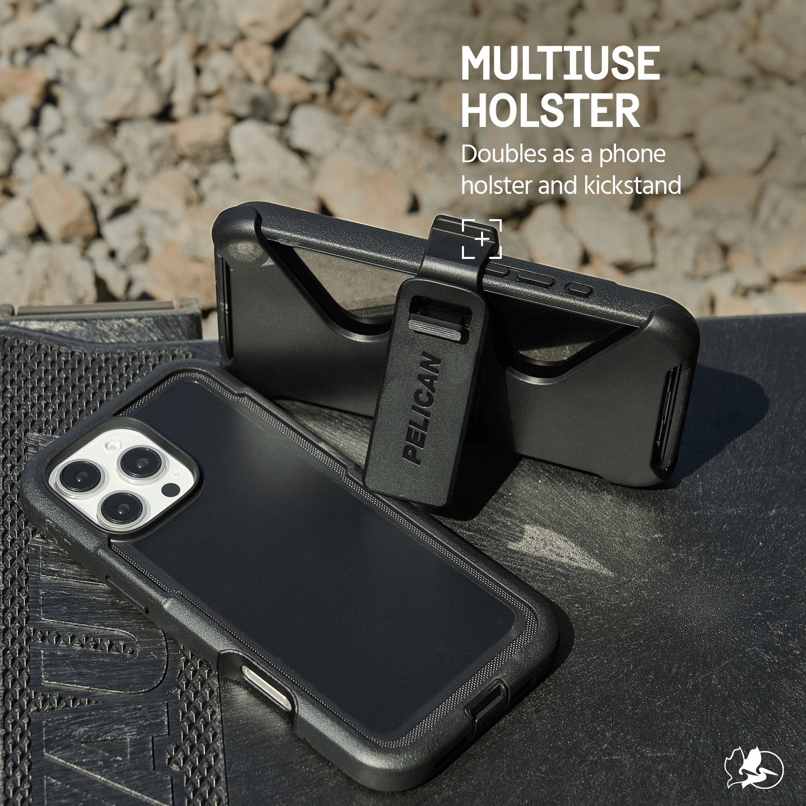 MULTIUSE HOLSTER DOUBLES AS A PHONE HOLSTER KICKSTAND