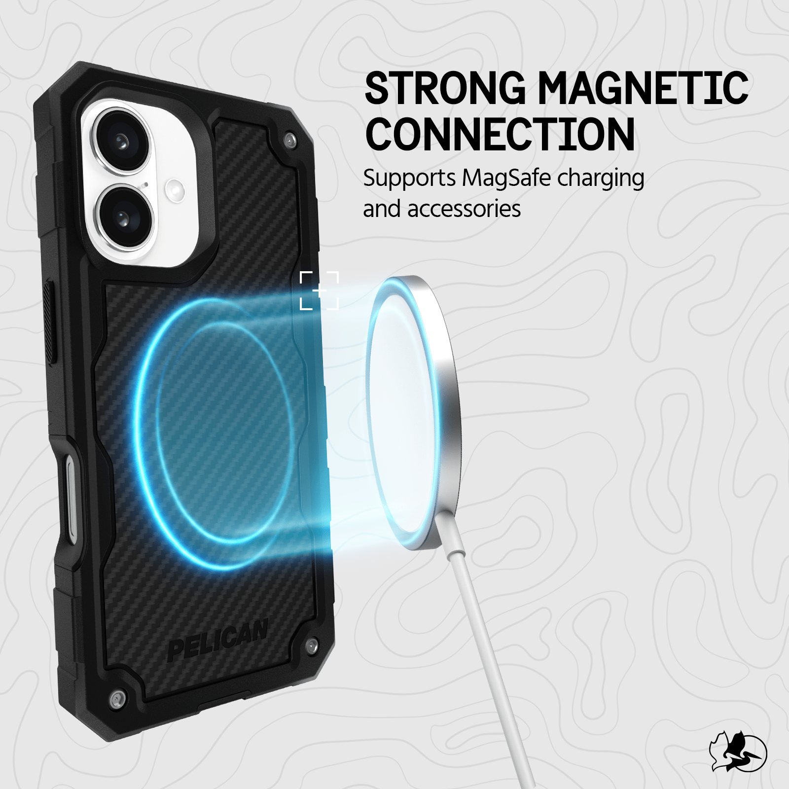 STRONG MAGNETIC CONNECTION. SUPPORTS MAGSAFE CHARGING AND ACCESSORIES