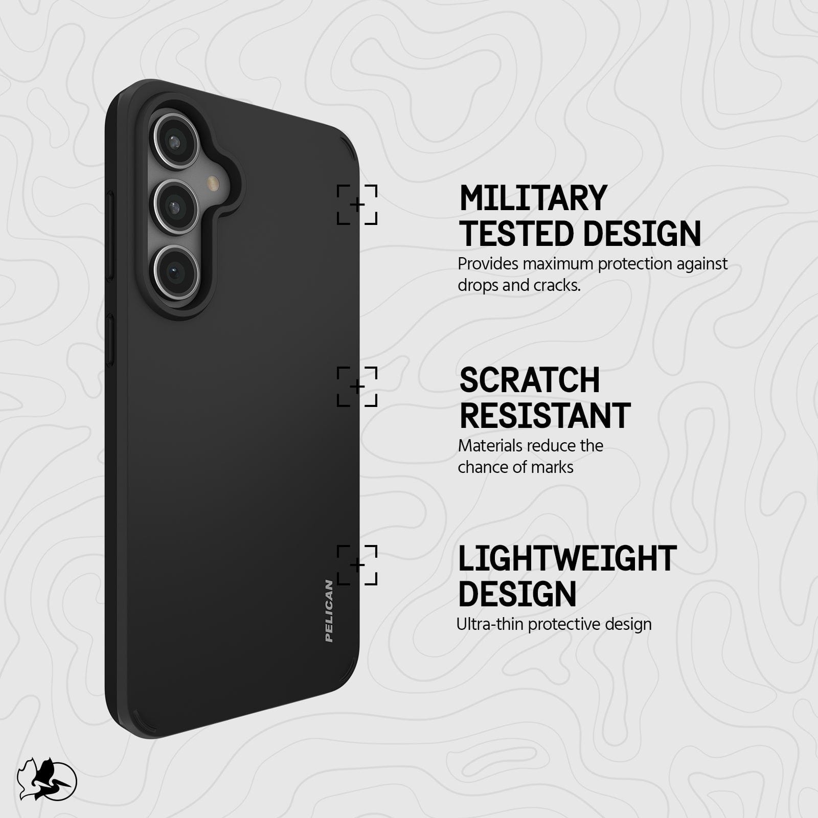 MILITARY TESTED DESIGN. PROVIDES MAXIMUM PROTECTION AGAINST DROPS AND CRACKS. SCRATCH RESISTANT MATERIALS REDUCE THE CHANCE OF MARKS. LIGHTWEIGHT DESGN. ULTRA-THIN PROTECTIVE DESIGN