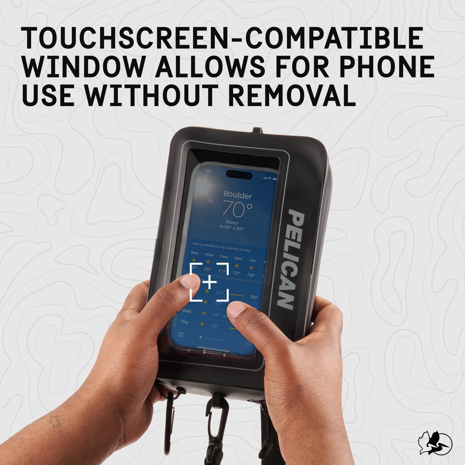 TOUCHSCREEN COMPATIBLE WINDOW ALLOWS FOR PHONE USE WITHOUT REMOVAL