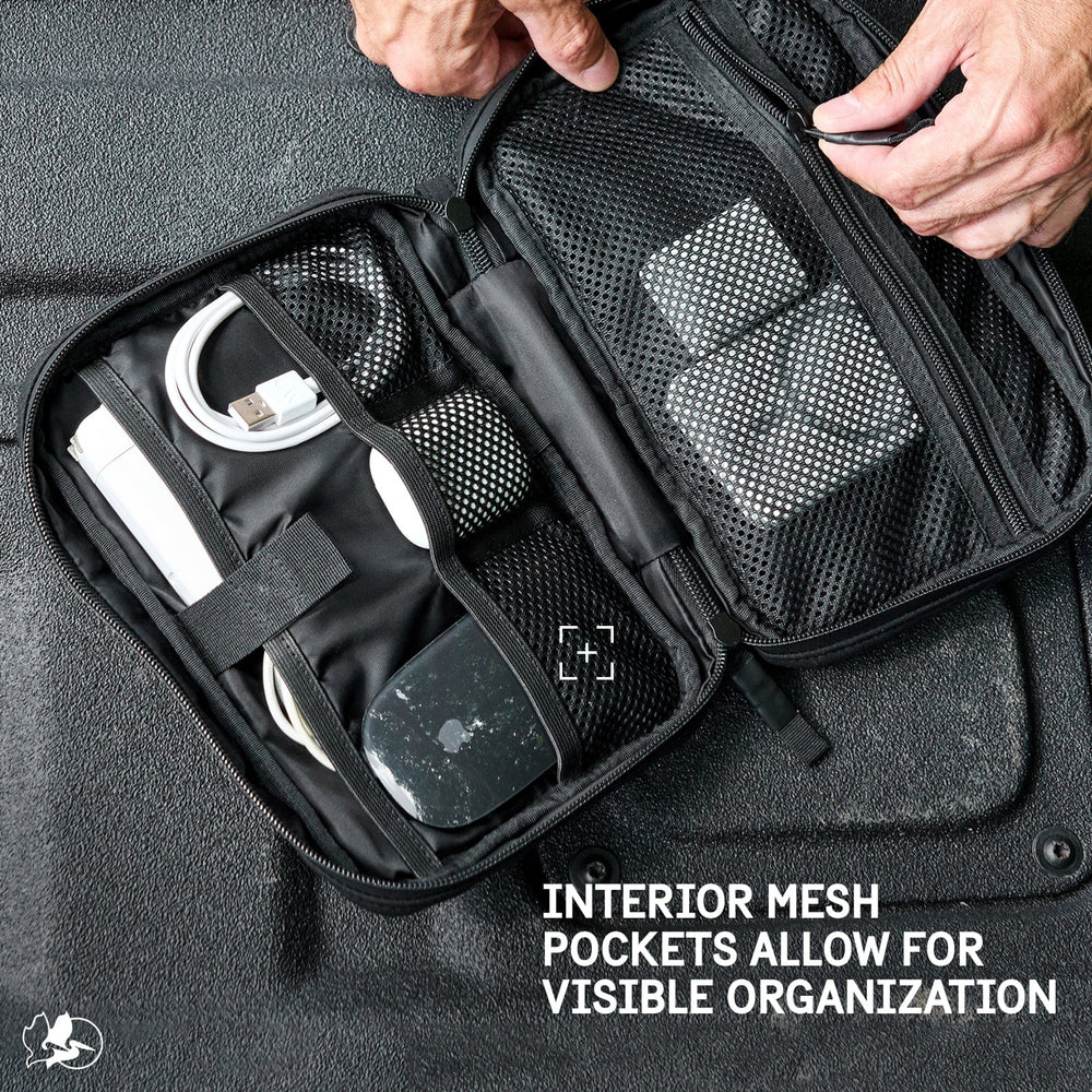 INTERIOR MESH POCKETS ALLOW FOR VISIBLE ORGANIZATION