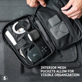 INTERIOR MESH POCKETS ALLOW FOR VISIBLE ORGANIZATION