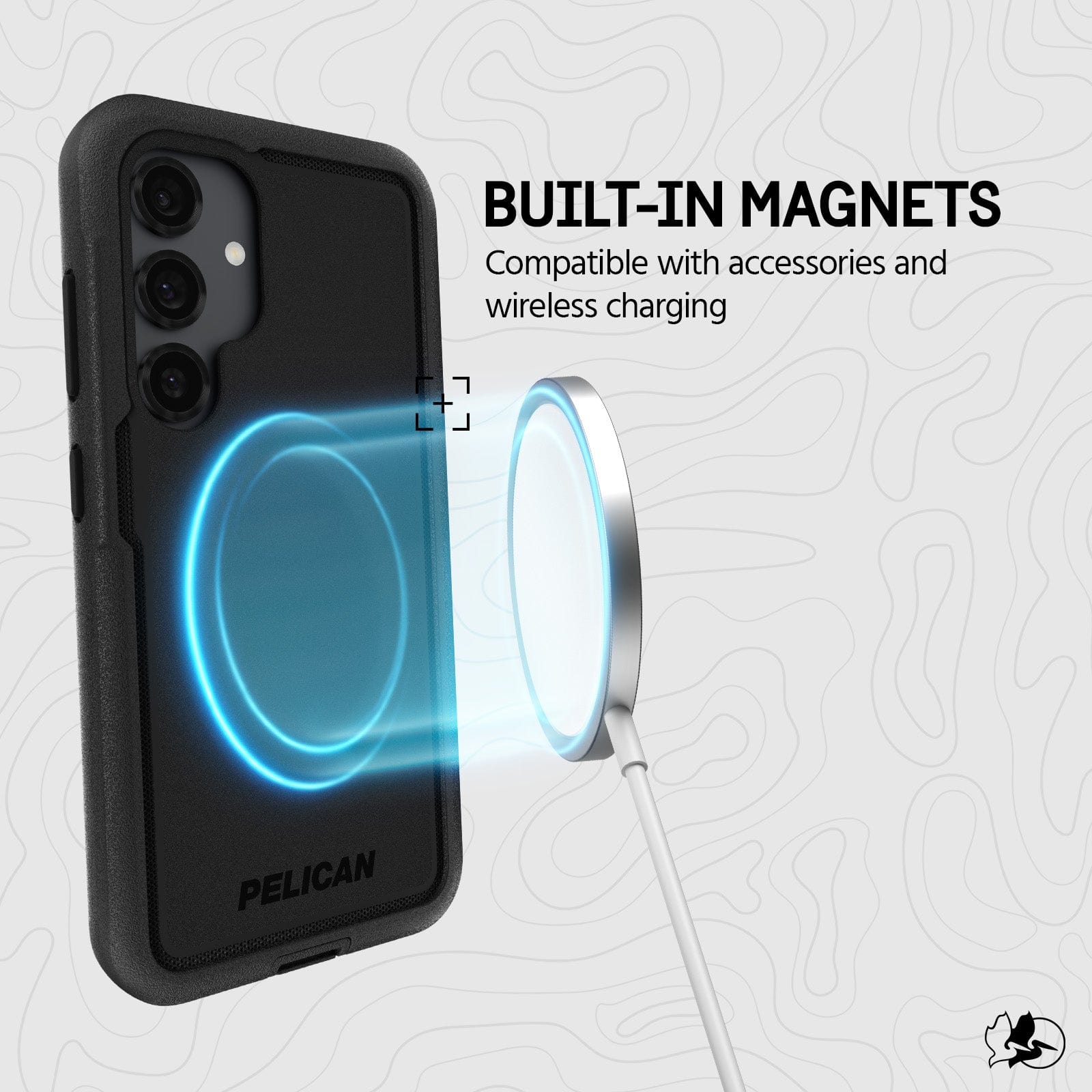 BUILT IN MAGNETS COMPATIBLE WITH ACCESSORIES AND WIRELESS CHARGING.