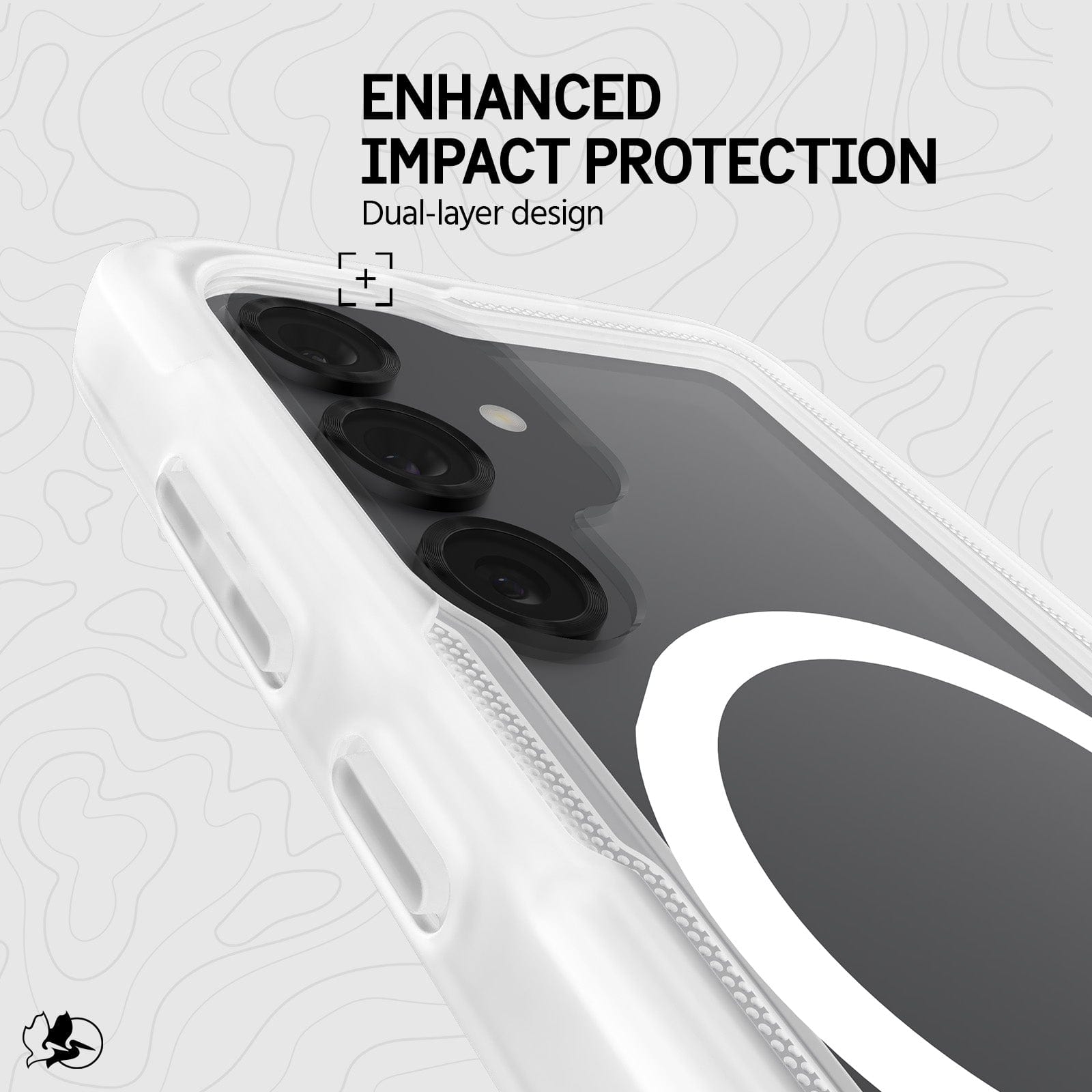 ENHANCED IMPACT PROTECTION DUAL LAYER DESIGN.