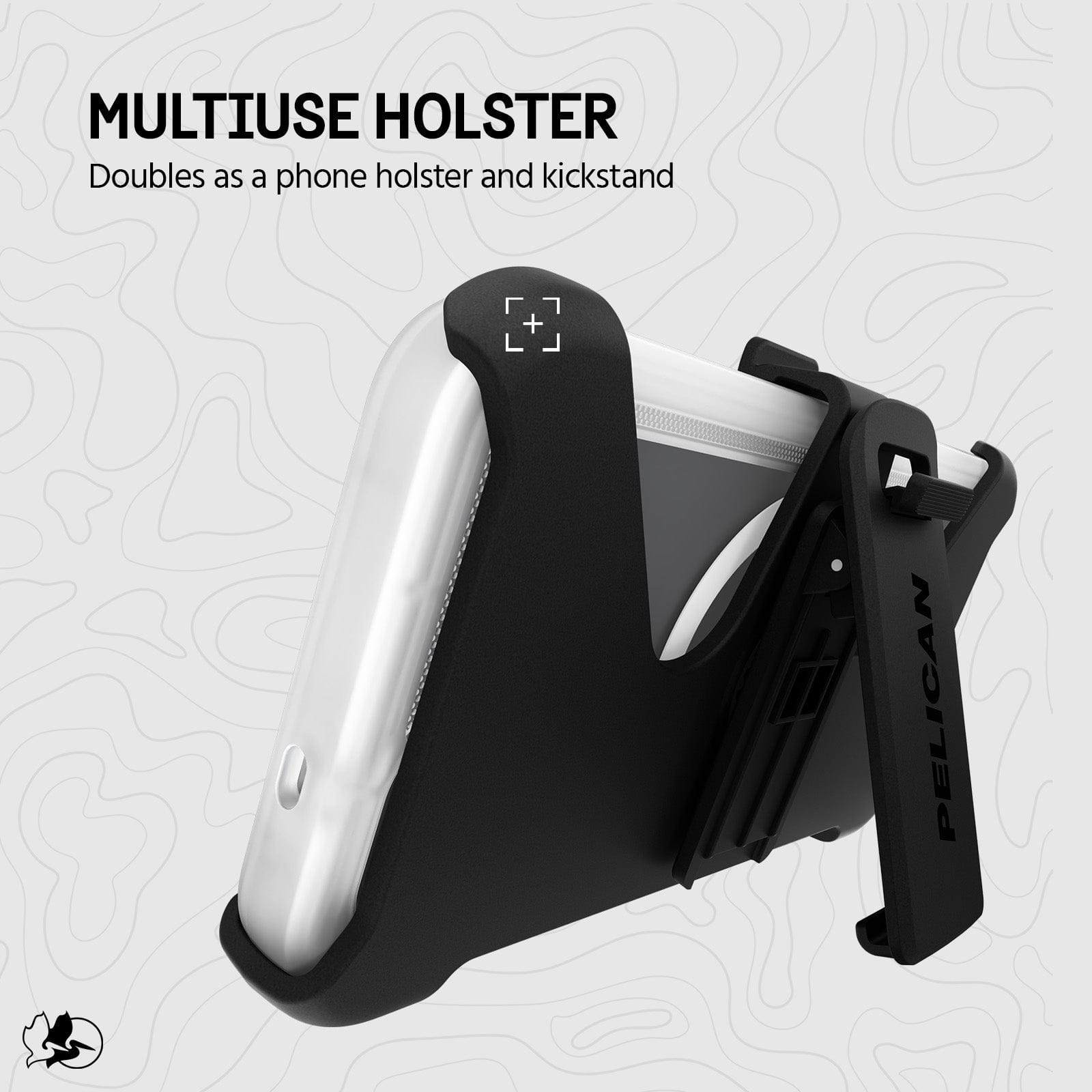 MULTI USE HOLSTER. DOUBLES AS A PHONE HOLSTER AND KICKSTAND