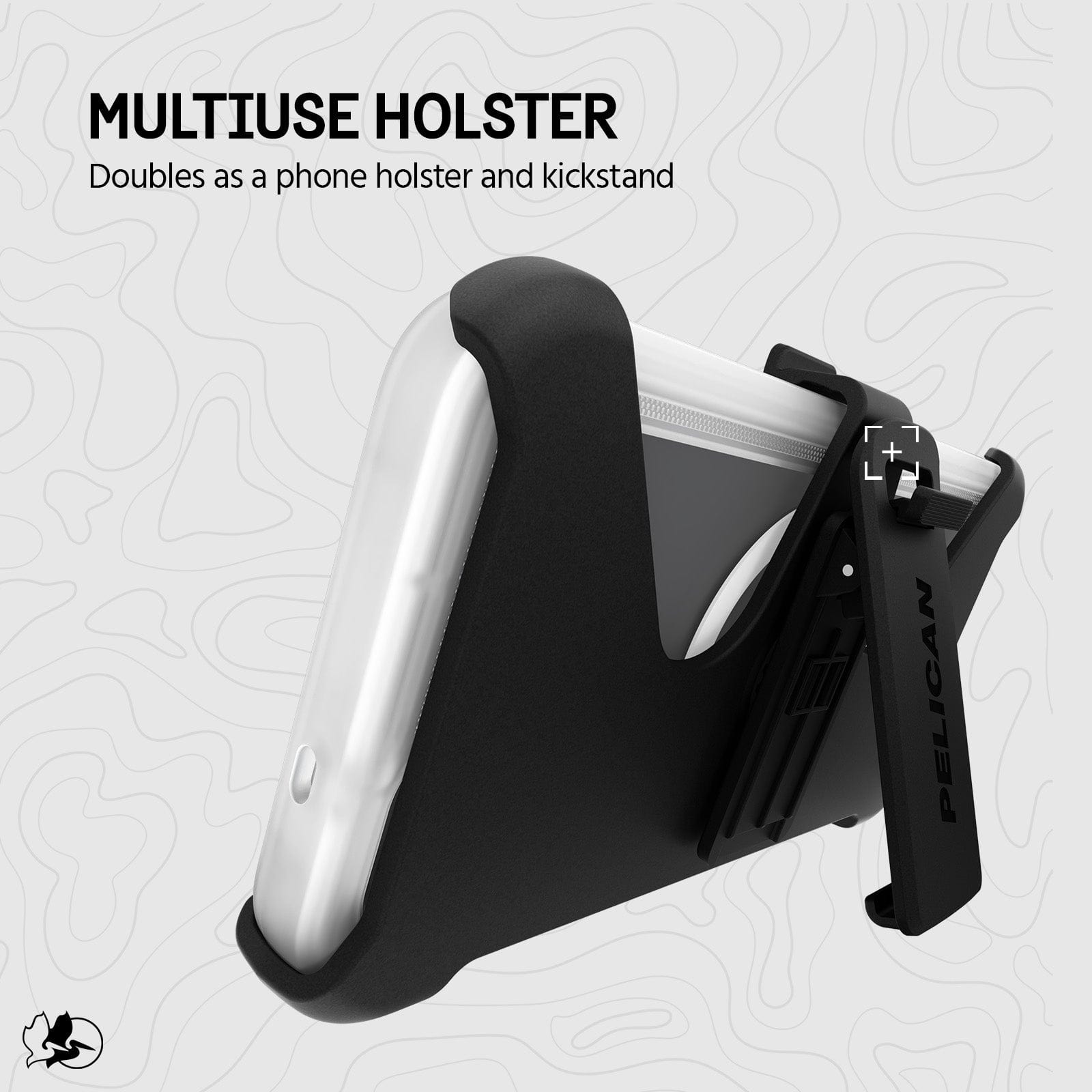 MULTI USE HOLSTER. DOUBLES AS A PHONE HOLSTER AND A KICKSTAND