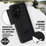 Protective covering for all buttons, charging port cover blocks dust and debris, secure storage and quick access to the S pen
