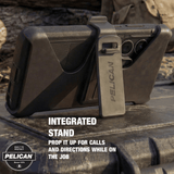 Integrated stand, prop it up for calls and directions while on the job