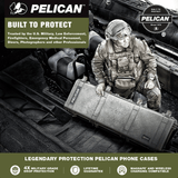 Pelican, built to protect, Trusted by the U.S. Military, Law Enforcement, Firefighters, Emergency Medical Personnel, Divers Photographers and other professionals, legendary protection pelican phone cases, 4x military grade drop protection, lifetime guarantee, magsafe and wireless charging compatible
