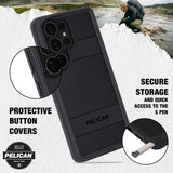 Protective button covers, secure storage and quick access to the S pen