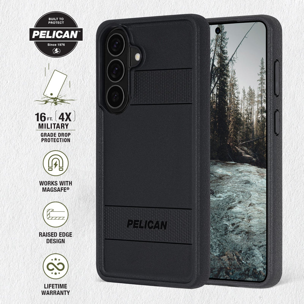 Built to Protect Pelican, 16 foot 4x military grade drop protection, works with magsafe, raised edge design, lifetime warranty