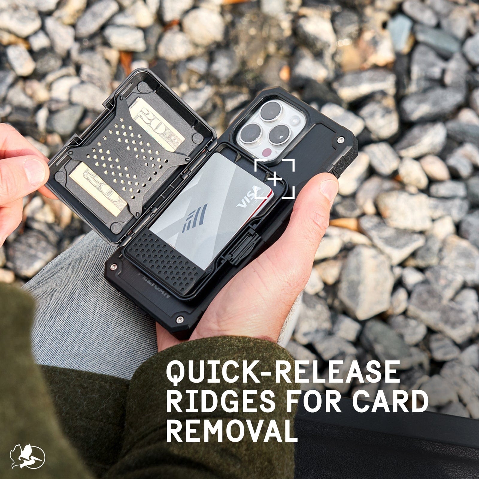 QUICK-RELEASE RIDGES FOR CARD REMOVAL.