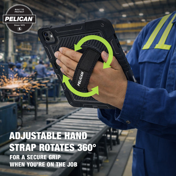 Adjustable hand strap rotates 360 degrees for a secure grip when you're on the job