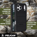 Protective covering for all buttons, cutout for camera control access, charging port cover blocks dust and debris 